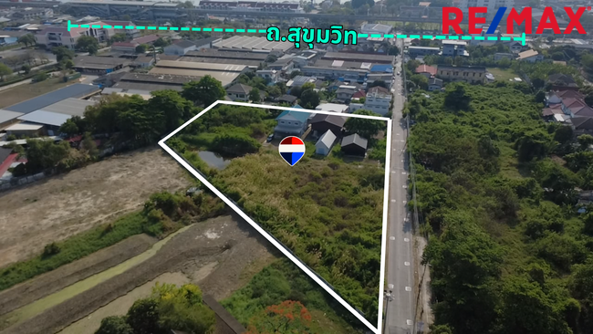 ขายที่ดิน 4-1-67 ไร่ (1,767 ตร.ว.) ซอยเทศบาล 23 (กันตบุตร) สุขุมวิท–สมุทรปราการ ใกล้ BTS โรงเรียนนายเรือ 800 เมตร | ราคา 54,000 บ./ตร.ว.